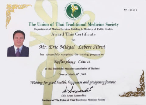 Certifikat Eric Lebert Hirvi Reflexologi Reflexologi kurser och utbildningar